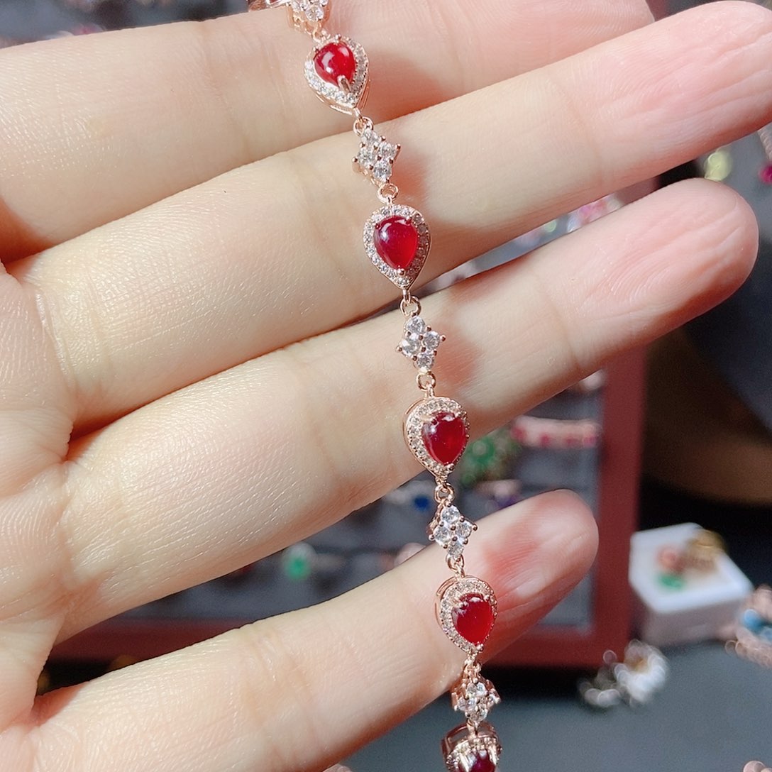 红宝石手链银S925镶嵌