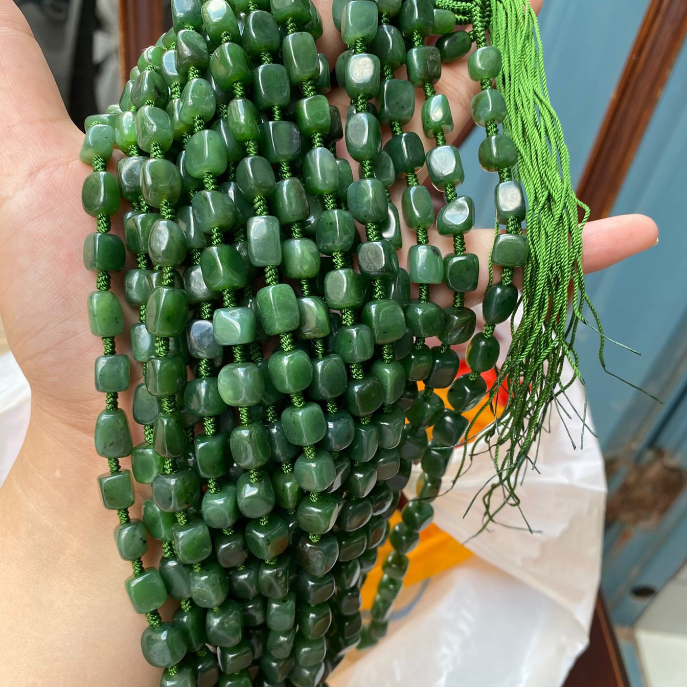 新疆和田玉老料碧玉随性手工编珠链项链卡八卡九多样性发拍一发一