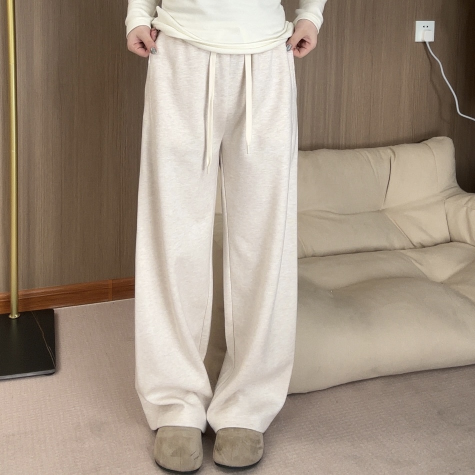 【醋酸羊毛】女款秋冬阔腿裤休闲裤亮色加绒裤子运动春秋直筒裤休闲