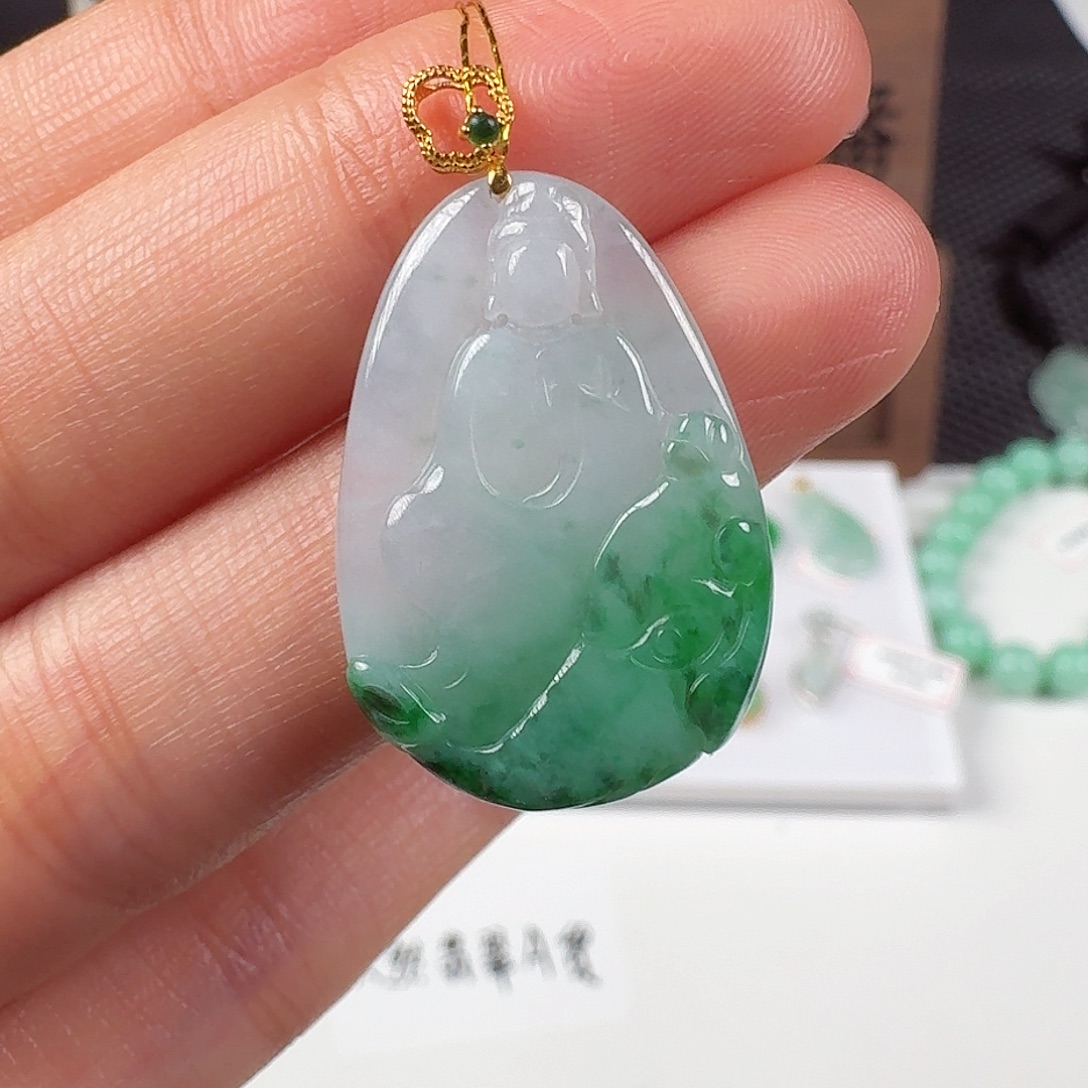 翡翠18K金镶嵌颈饰