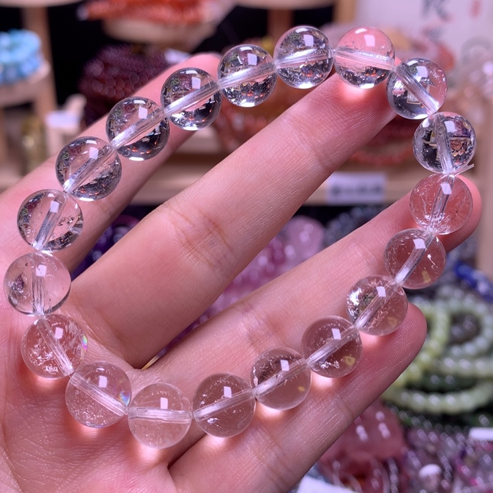 水晶手串未镶嵌10.4白水微棉闪