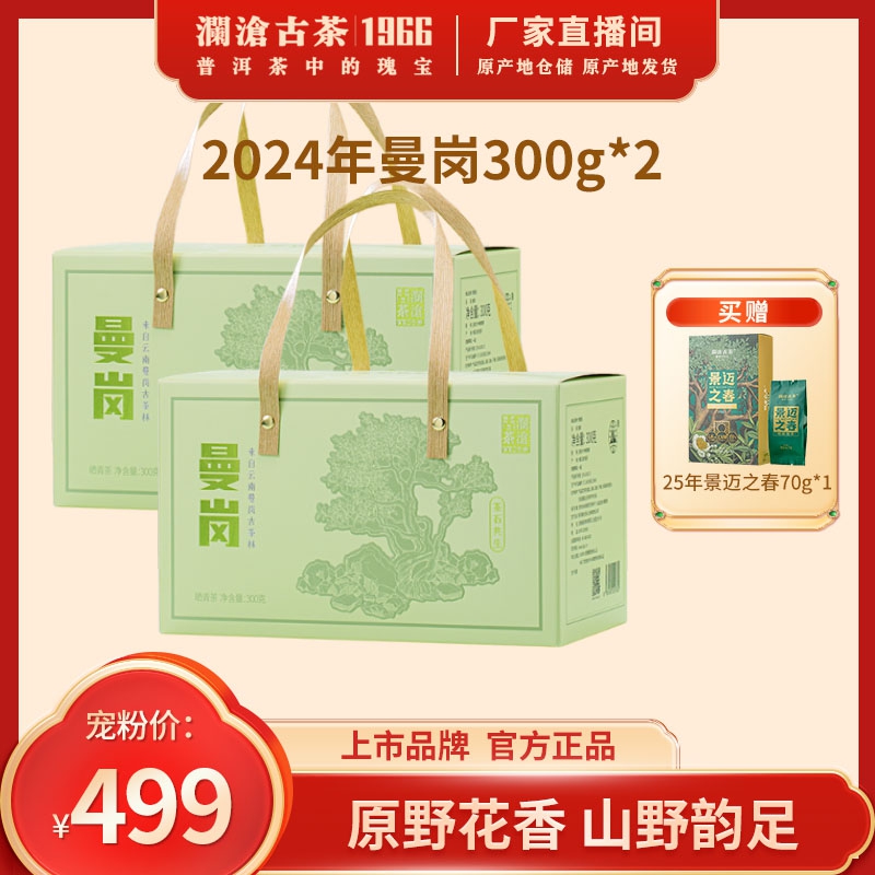 澜沧古茶2024年曼岗古树纯料头春散茶云南临沧茶区300g