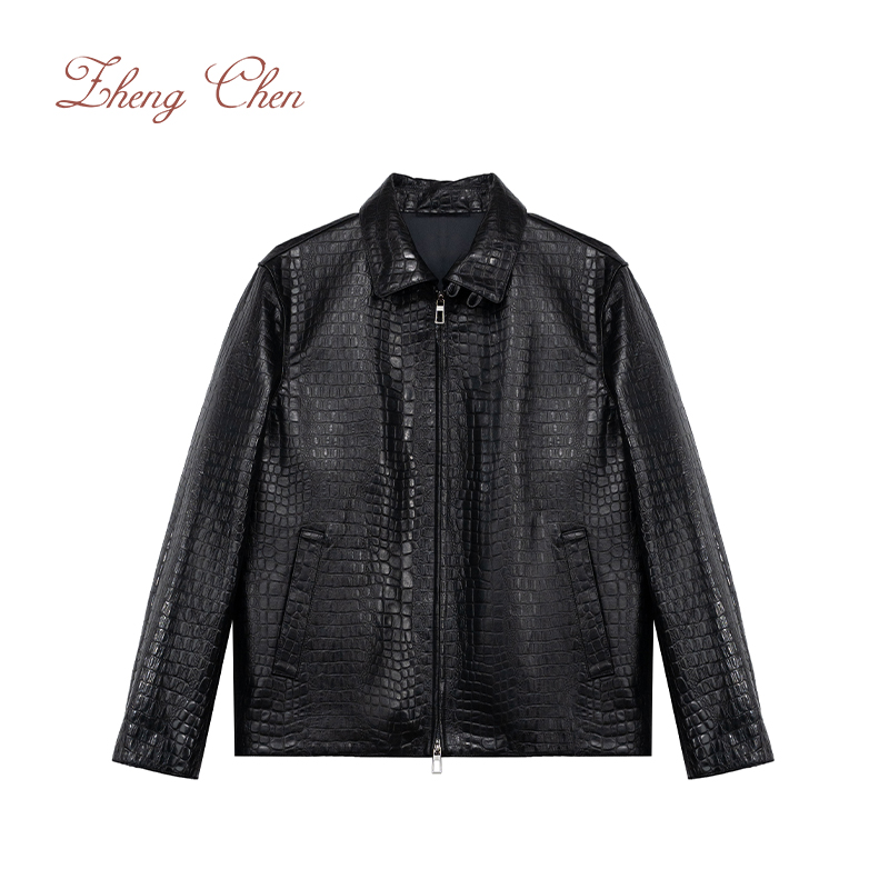 进口鳄鱼纹A级羊皮夹克G-K10188
