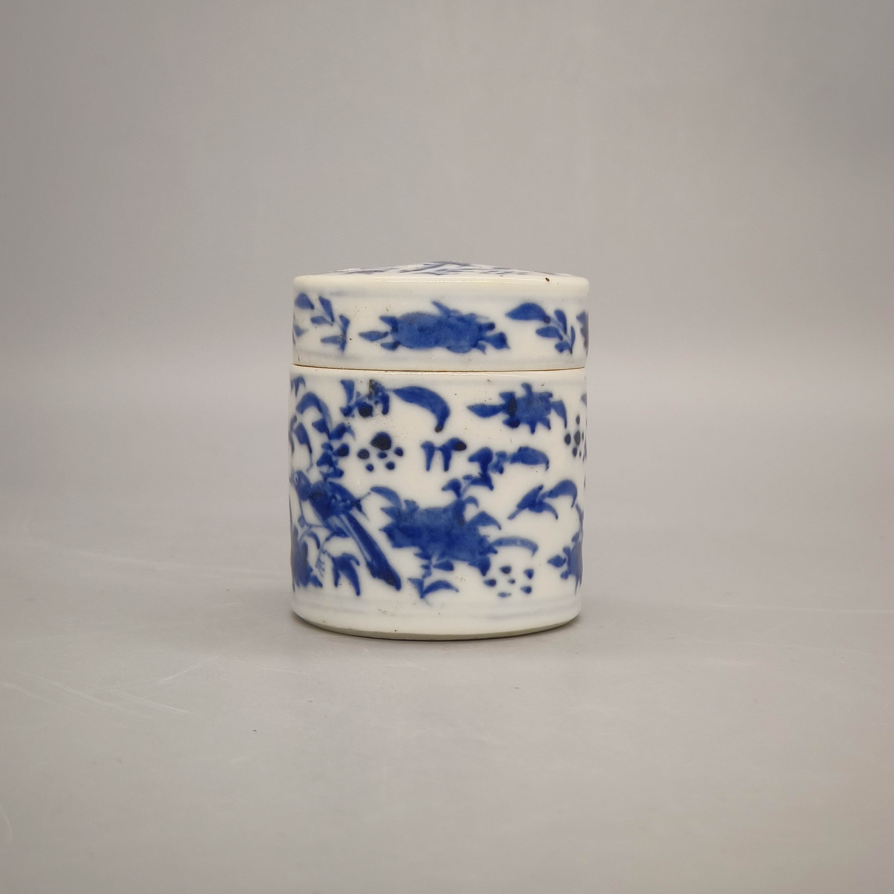 62501086*清光绪青花花鸟纹盖罐/瓷器六/江苏省文物总店