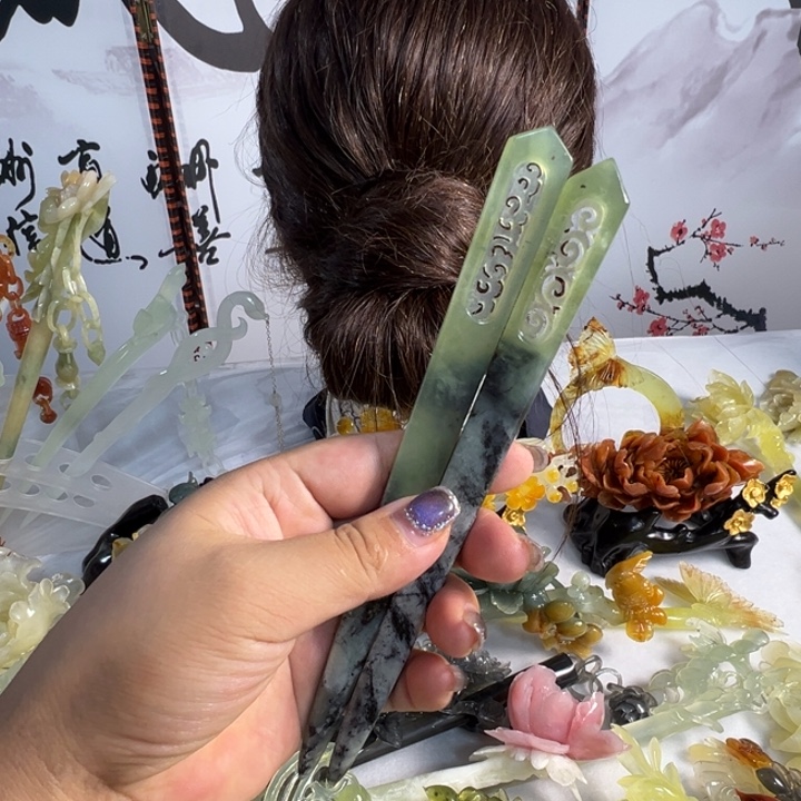 未镶嵌蛇纹石玉发饰