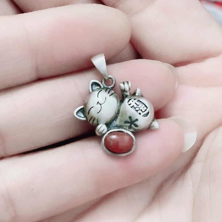 吊坠925银开运猫咪坠 小款