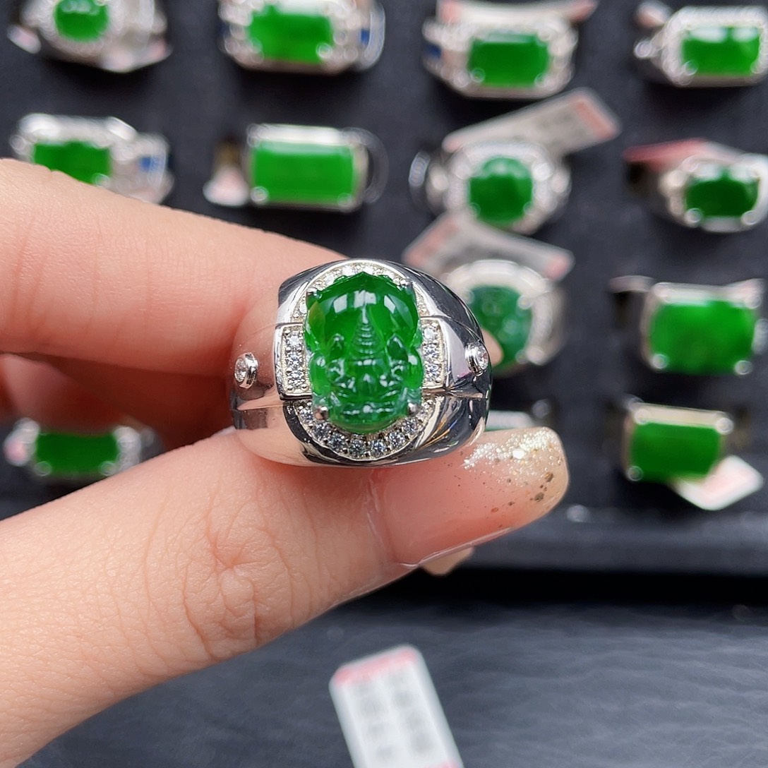 翡翠戒指银S925镶嵌编号1130