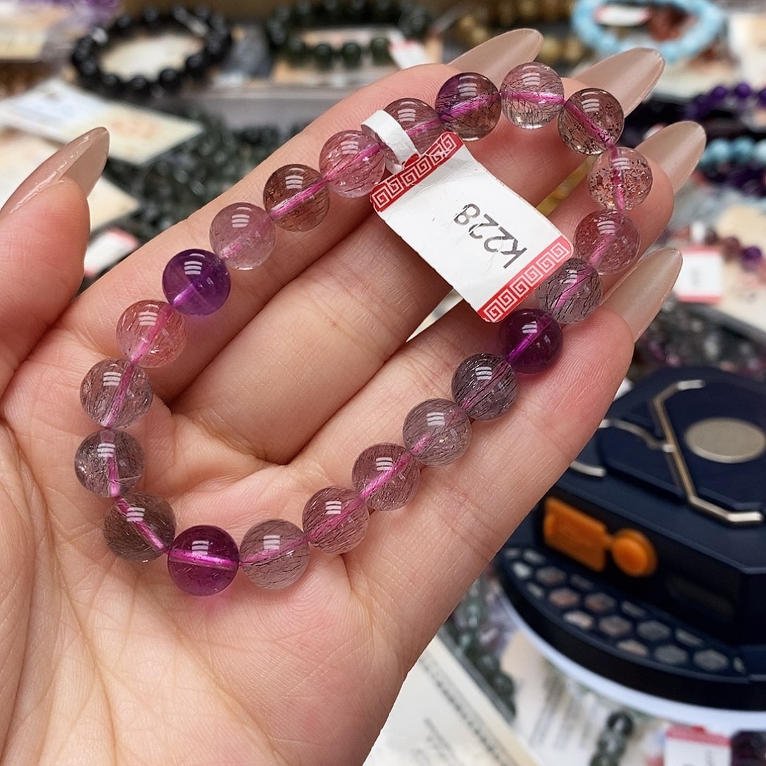 未镶嵌手链水晶K228 超七 8m+