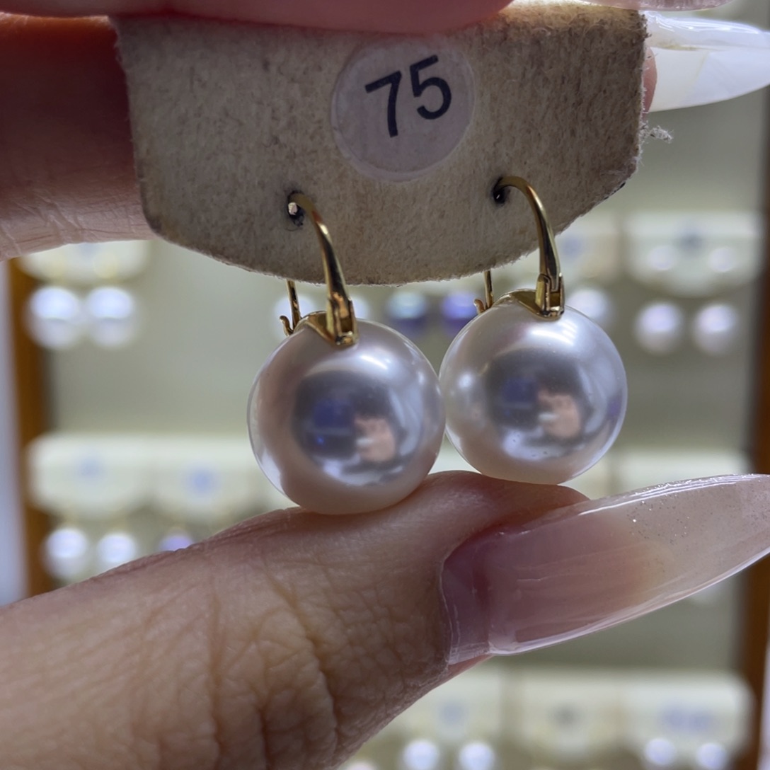 淡水珍珠耳饰18K金镶嵌