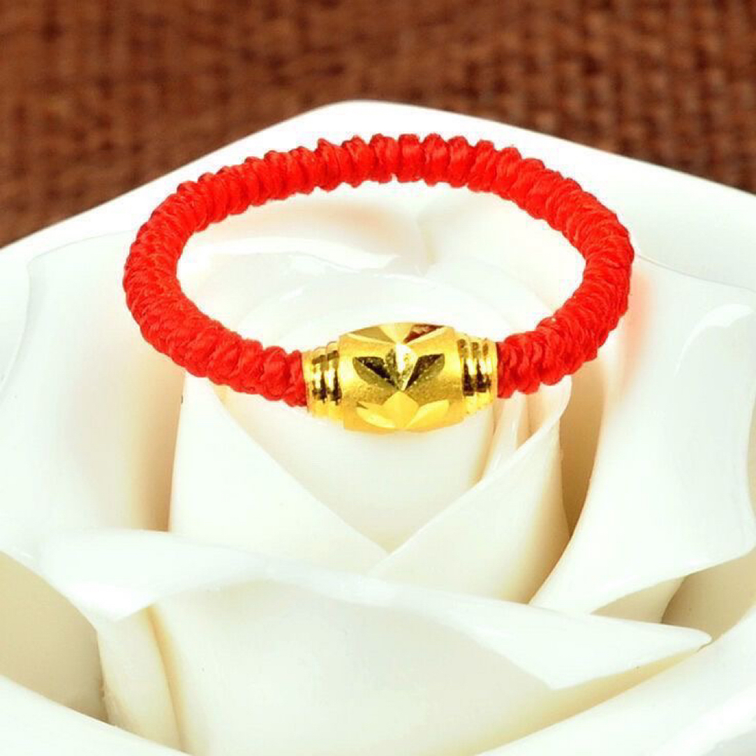 钛钢戒指 红绳转运珠戒指手工编织时尚百搭红色经典