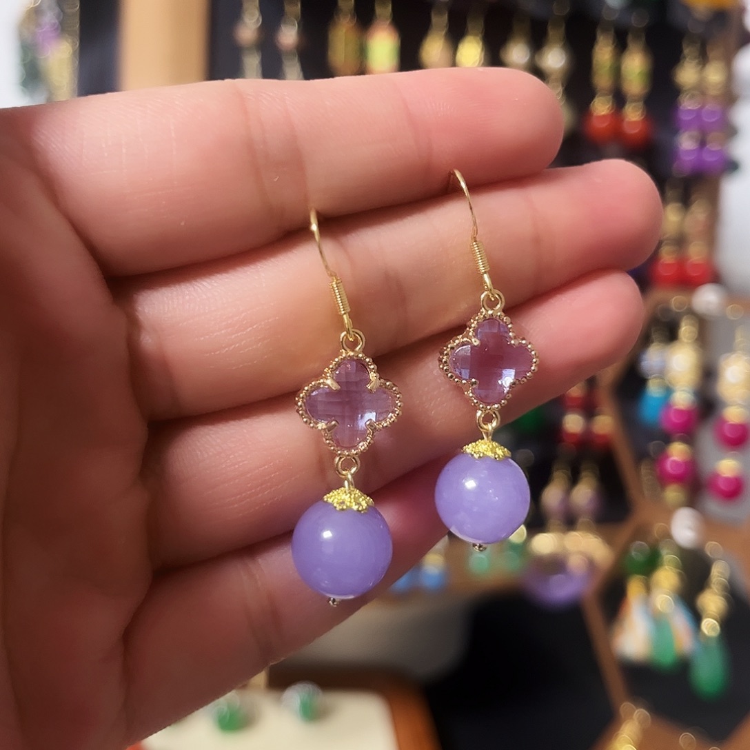 锆石纯铜925银耳饰