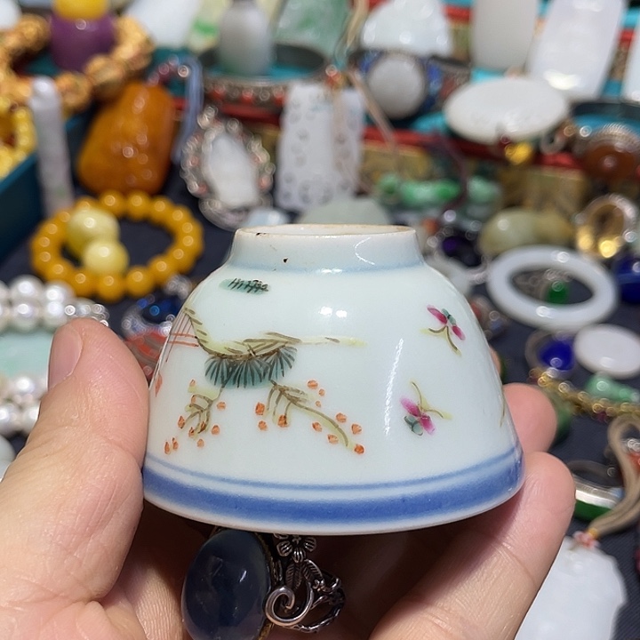 奶***糖青花手绘小主人杯子