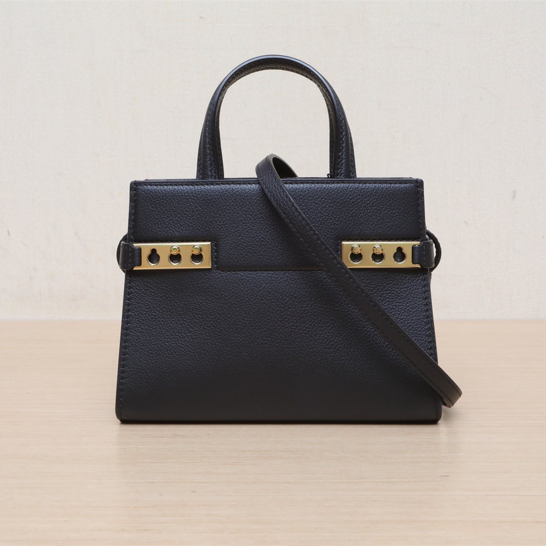99新 Delvaux/德尔沃 小花柳 黑色 皮革C Tempete MINI 手提包