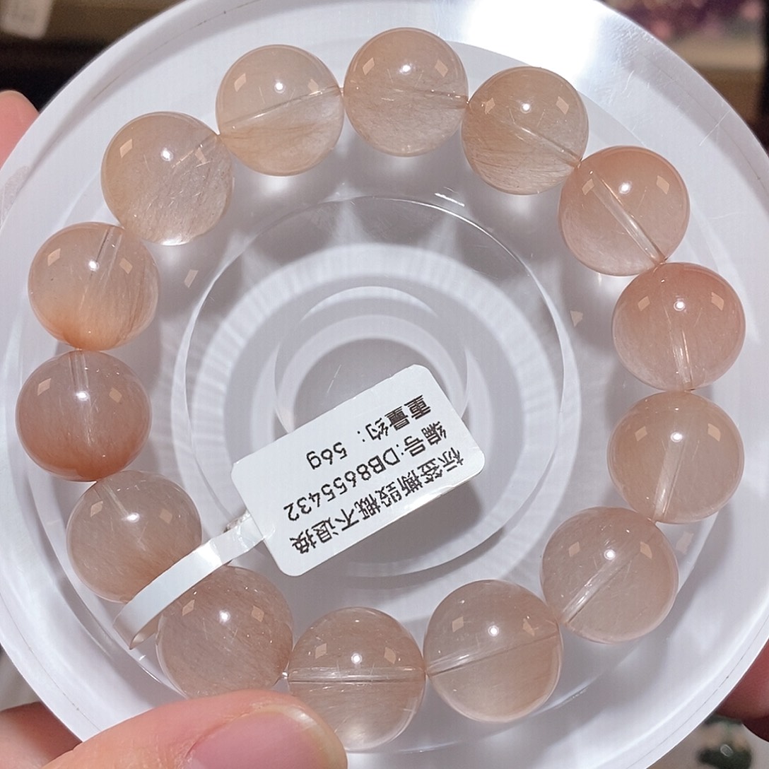 水晶手链未镶嵌F粉兔毛14.5