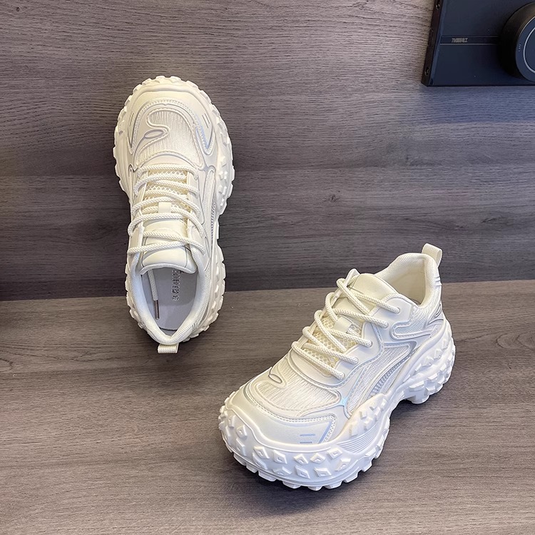 加绒老爹鞋女款2025秋冬季厚底增高小个子榴莲底百搭休闲运动鞋女