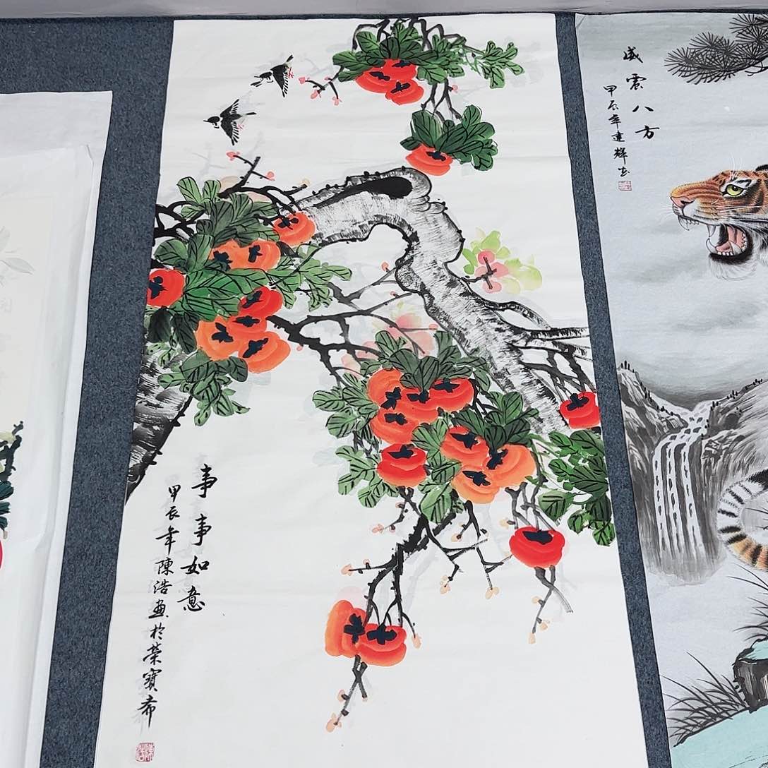 国画尺寸70X138手绘作品 