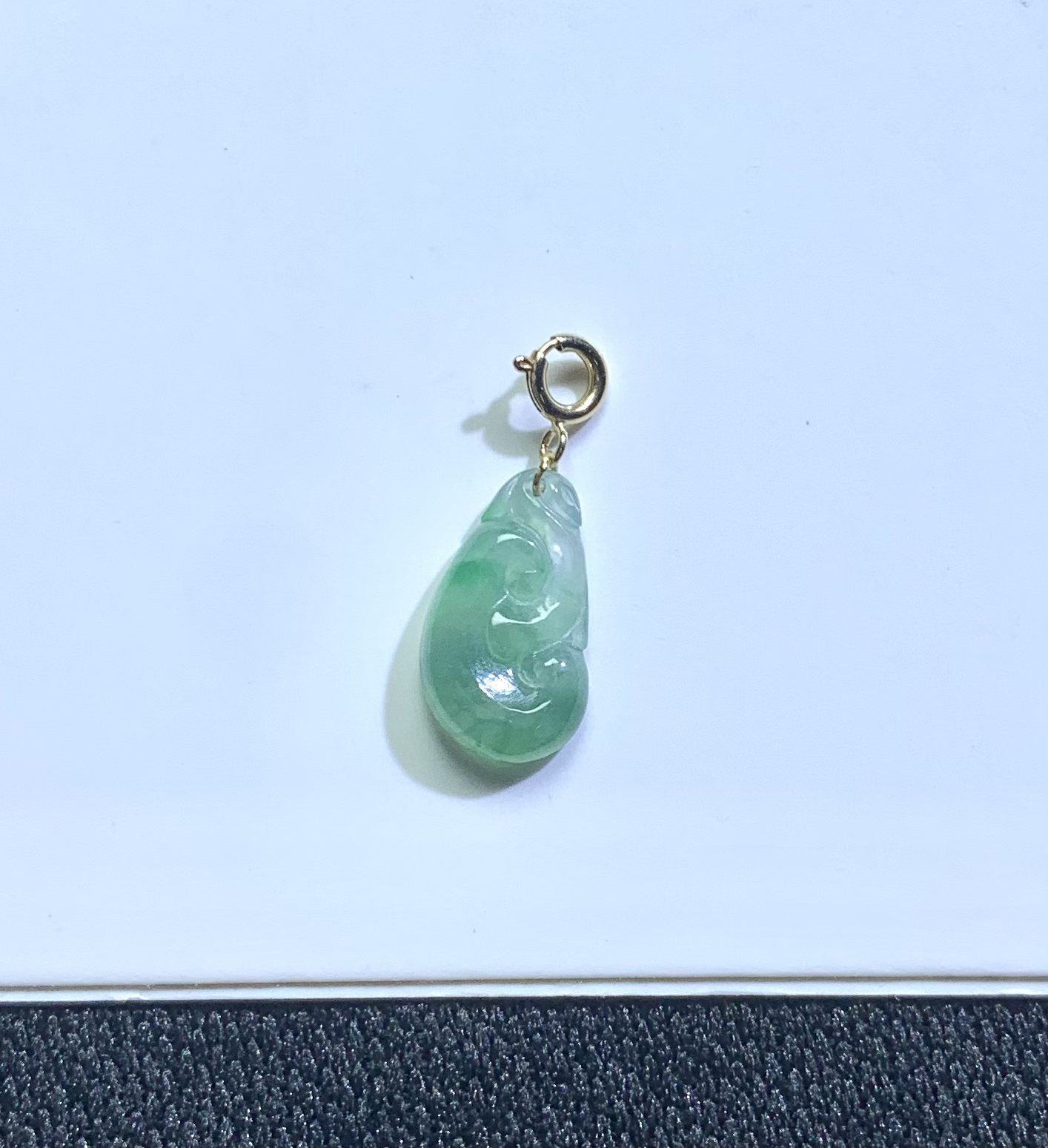 高冰飘绿花小如意18k金镶嵌万能扣提溜天然缅甸翡翠A货锁骨链