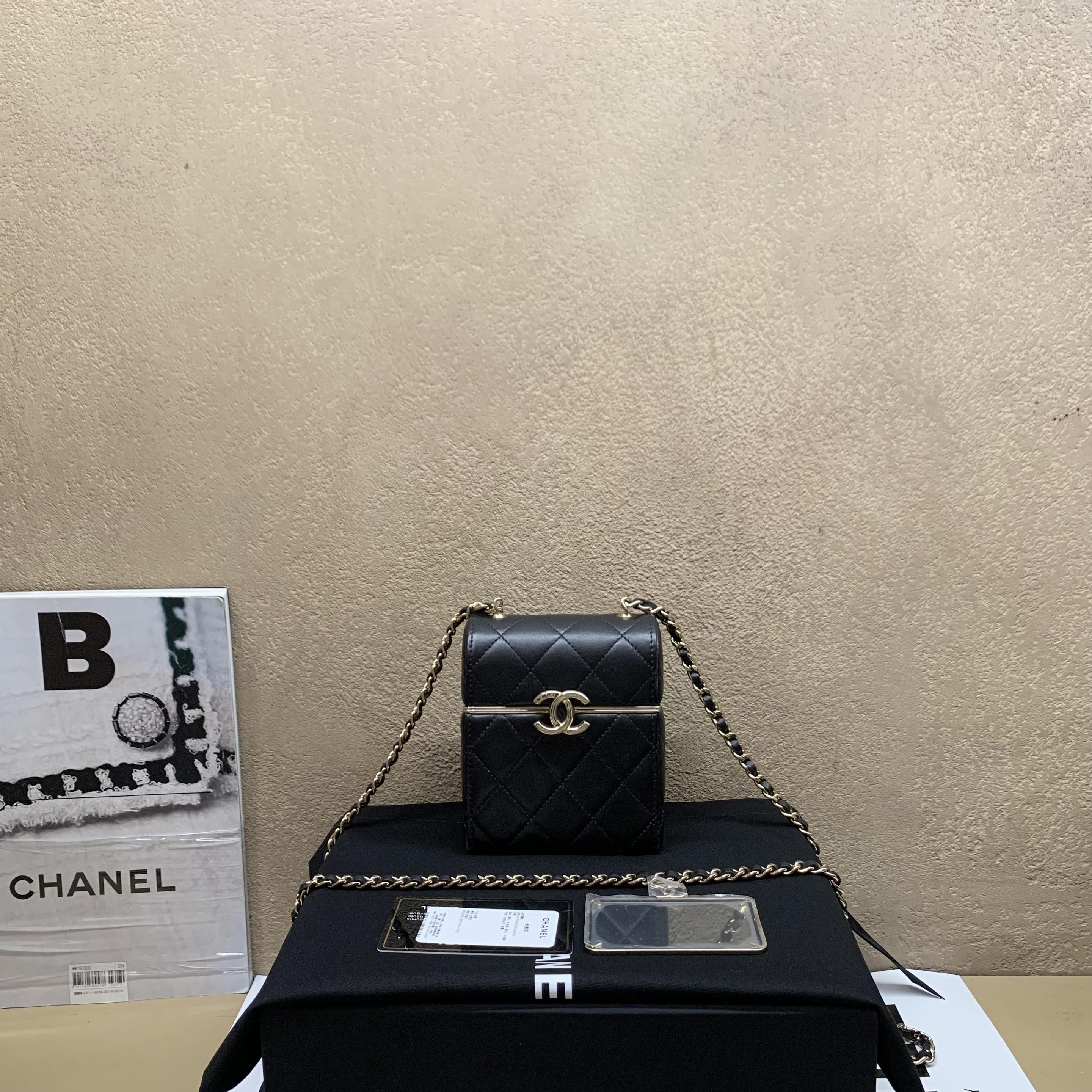 99新 Chanel/香奈儿 壹臻/22P黑金羊晚宴盒子包 /12期/11963457