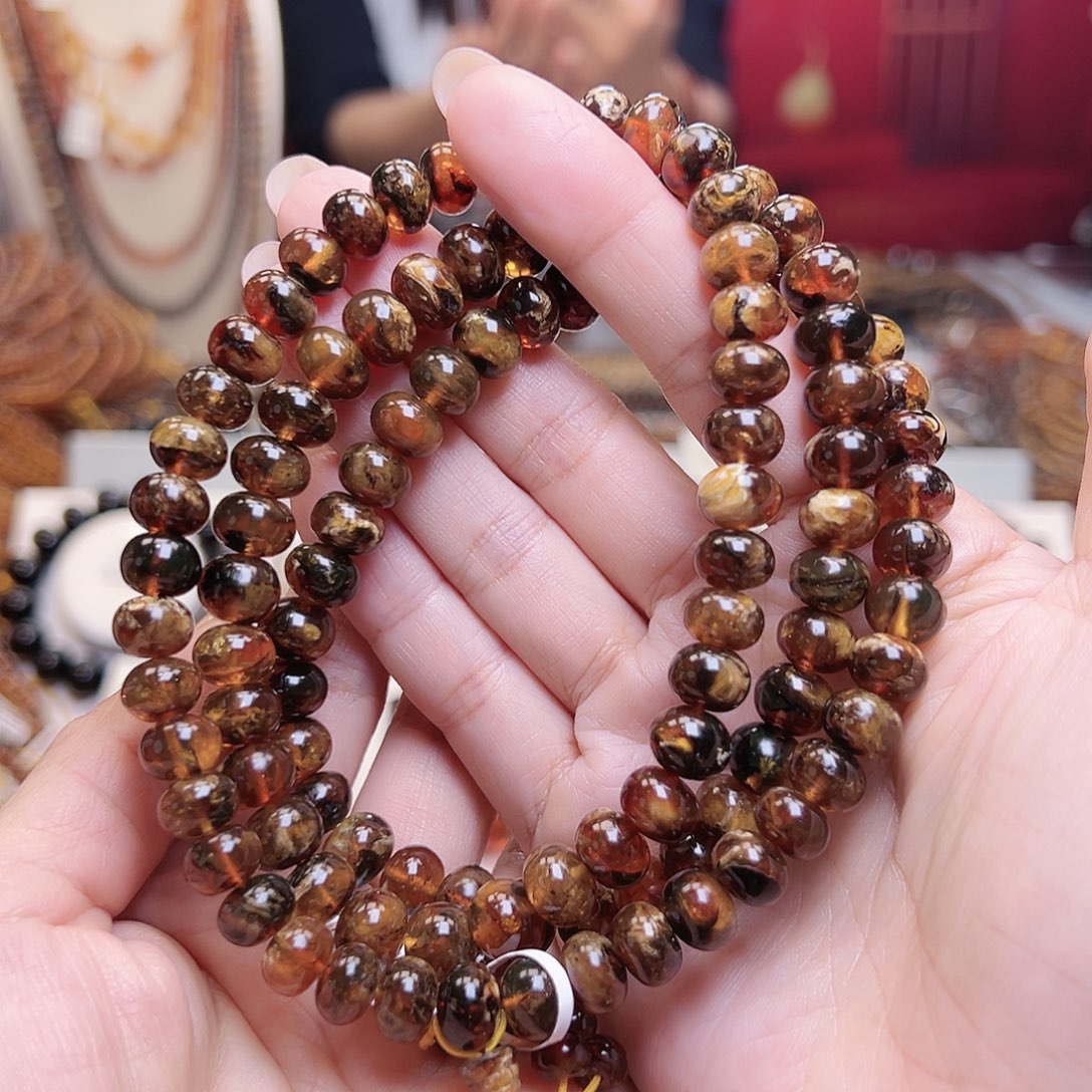 琥珀裸石未镶嵌竹*抚顺琥珀9血蜡108