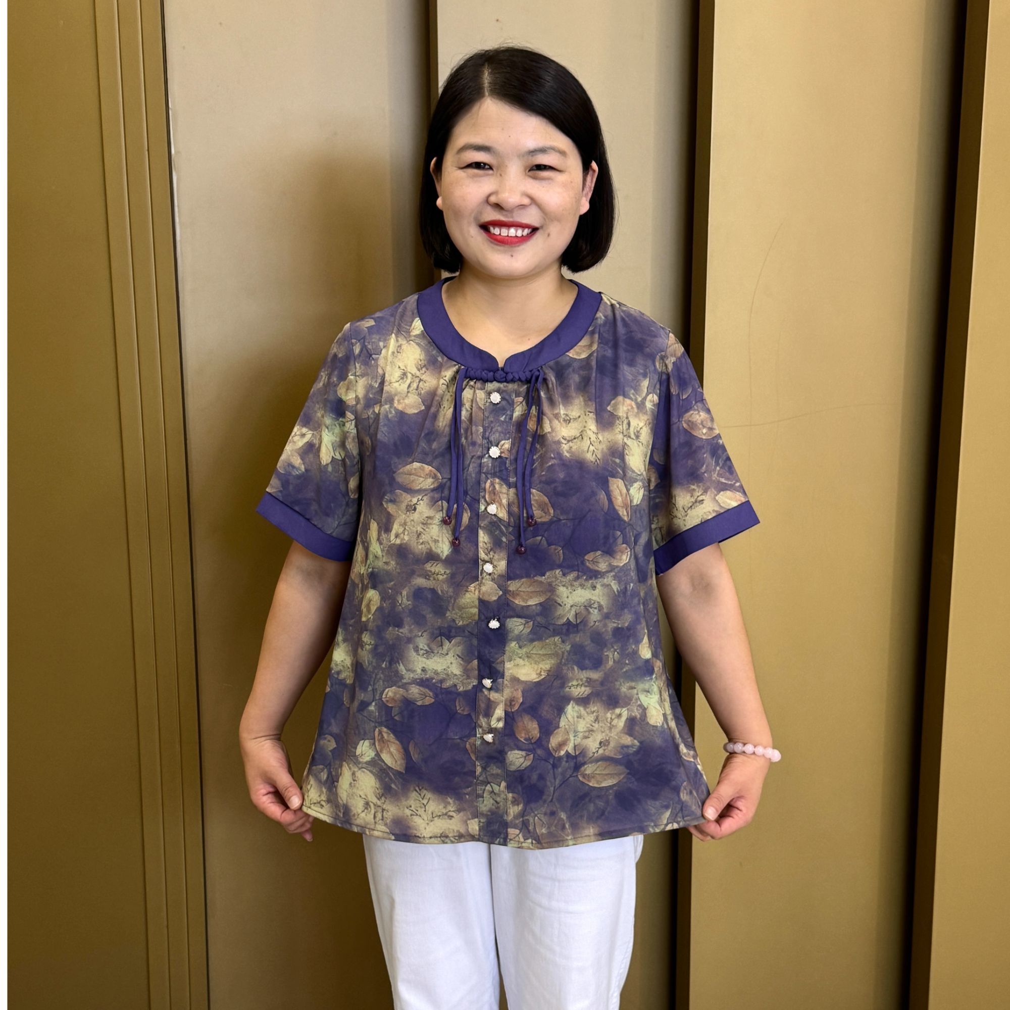 中老年女装国风时尚夏季宽松型T恤薄款小衫气质显瘦