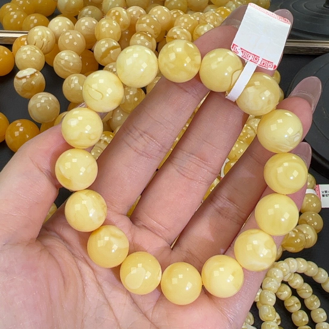 琥珀未镶嵌手链21.2白蜡