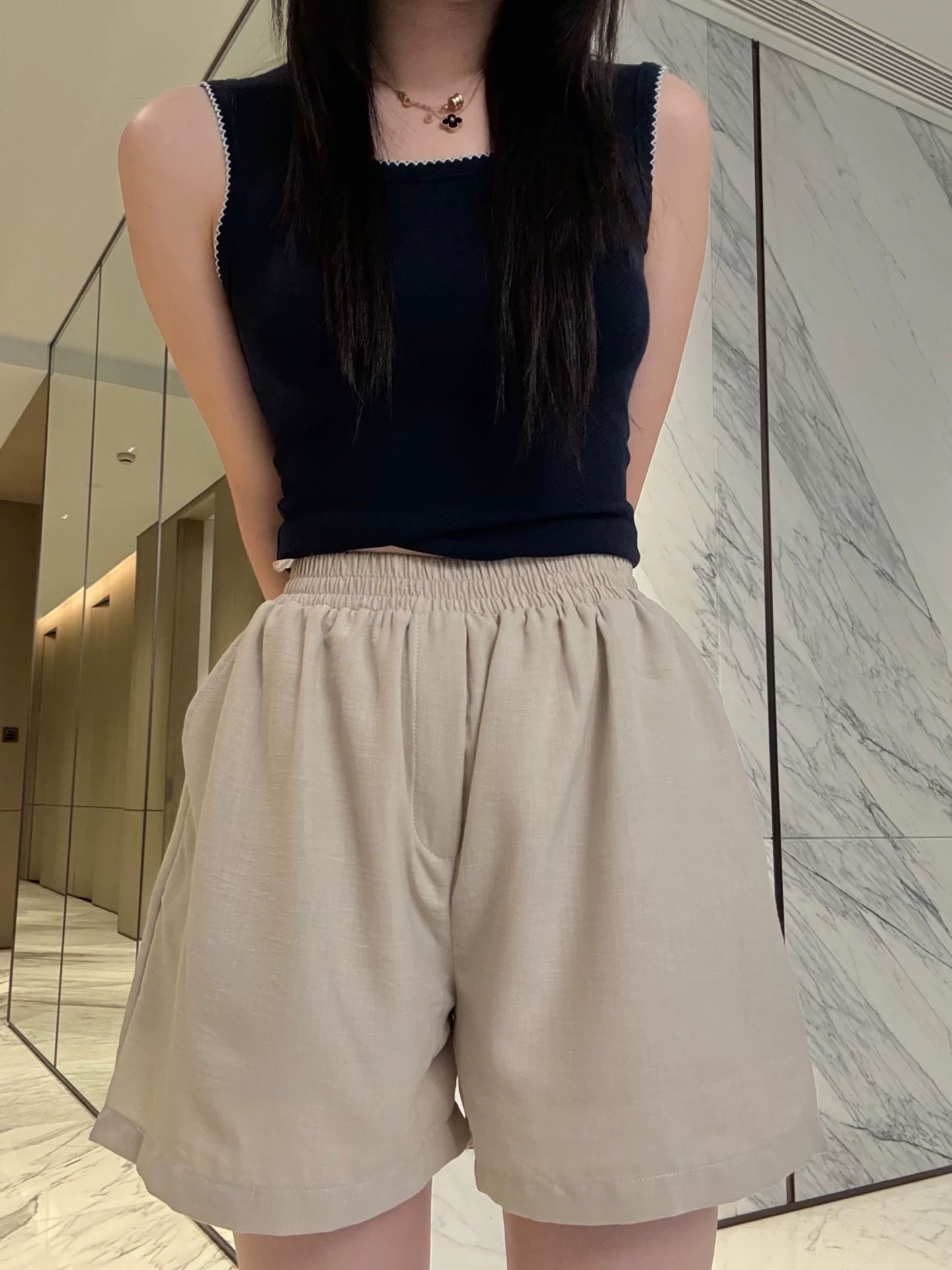 Fit girl「麻纹短裤」甄选进口麻 吸汗不贴腿 上身即老钱 ！