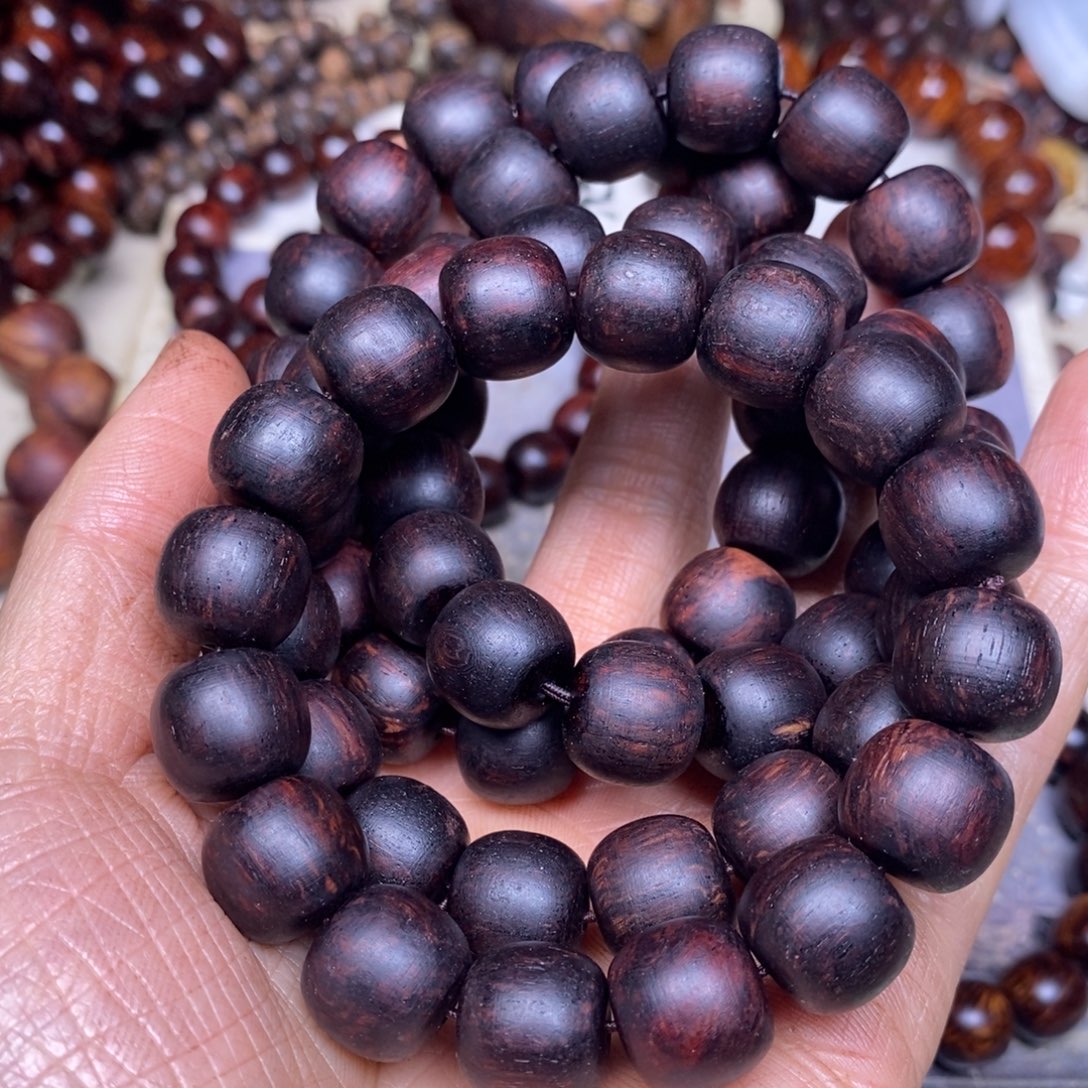 降真香手串/手链海南红降1314黑金，粗抛300目