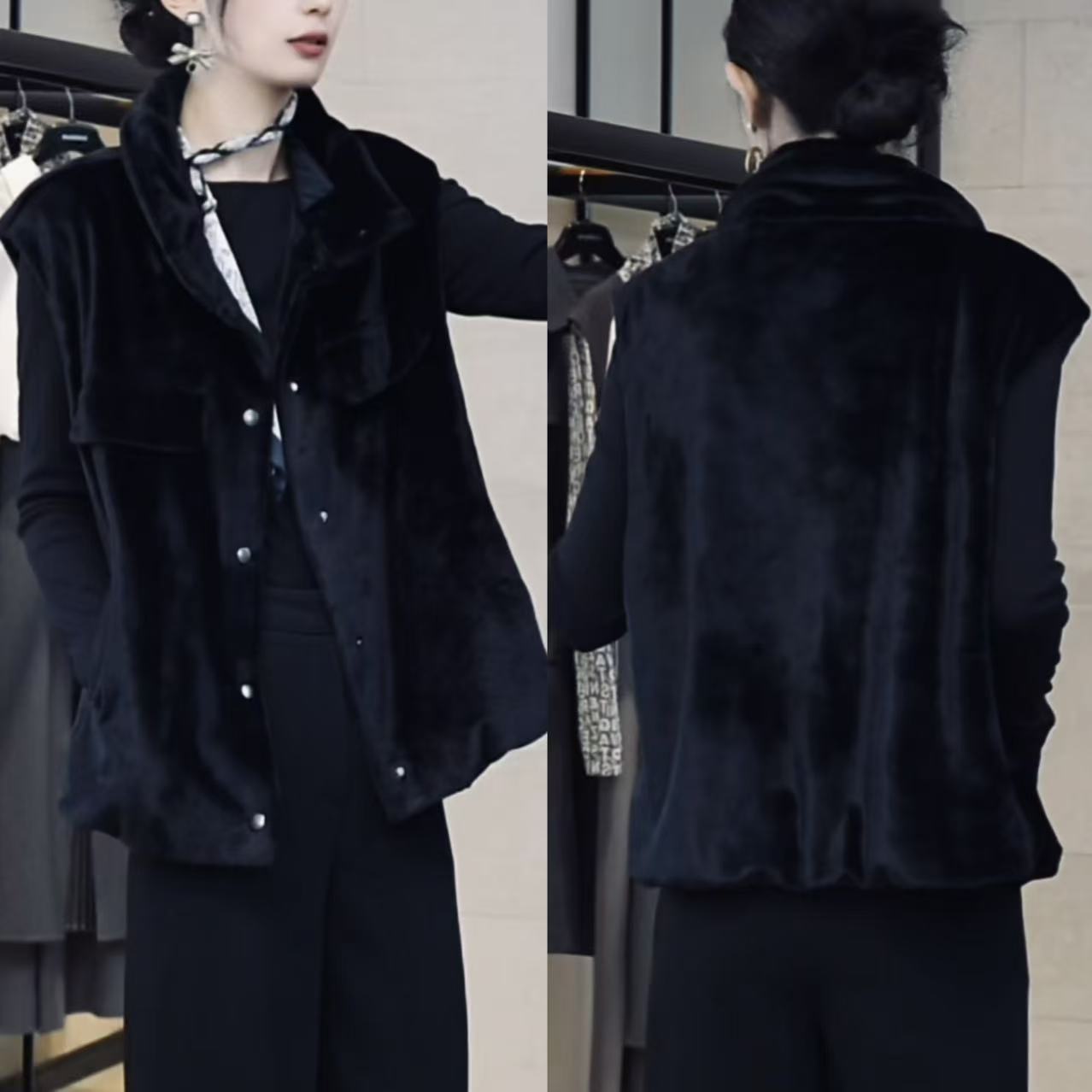 GIRDEAR/哥弟秋冬设计师款百搭时尚保暖造型连帽可拆卸马甲140128