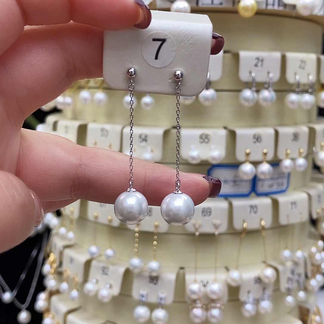 淡水珍珠耳饰银S925镶嵌