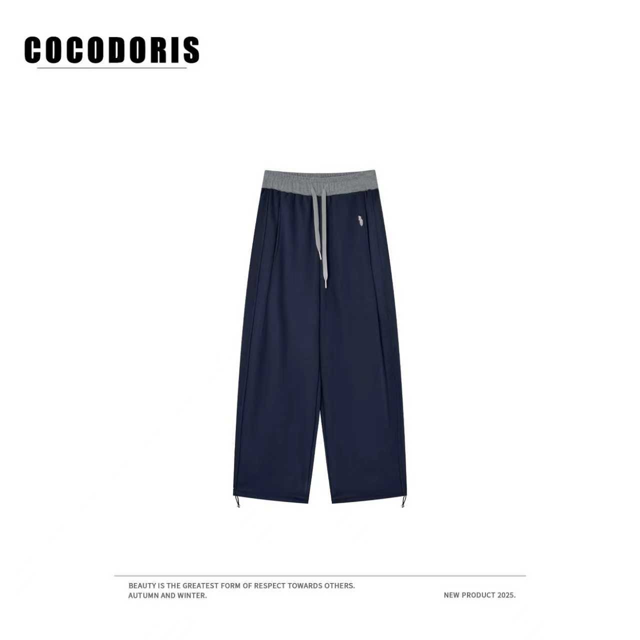 COCO DORIS 2025新款秋冬百搭松紧腰刺绣加绒加厚弯刀裤2559加绒