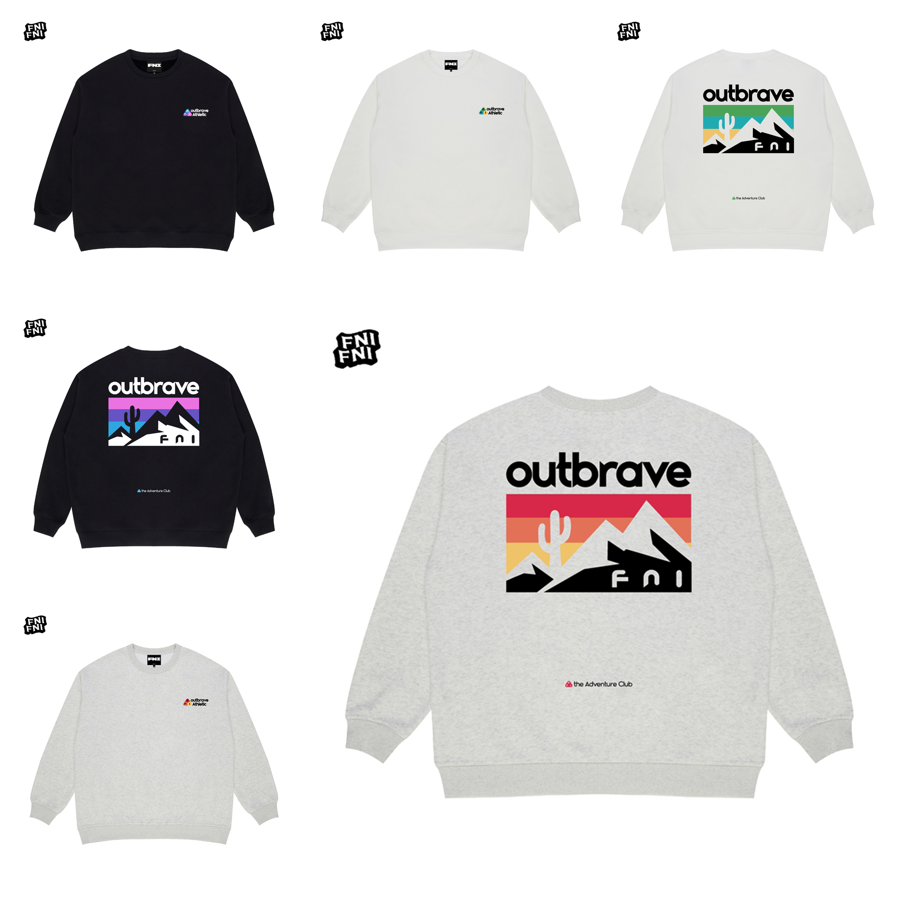 FNI黑标（仙人掌AB面）户外美式重磅圆领卫衣男女同款长袖加绒胶浆