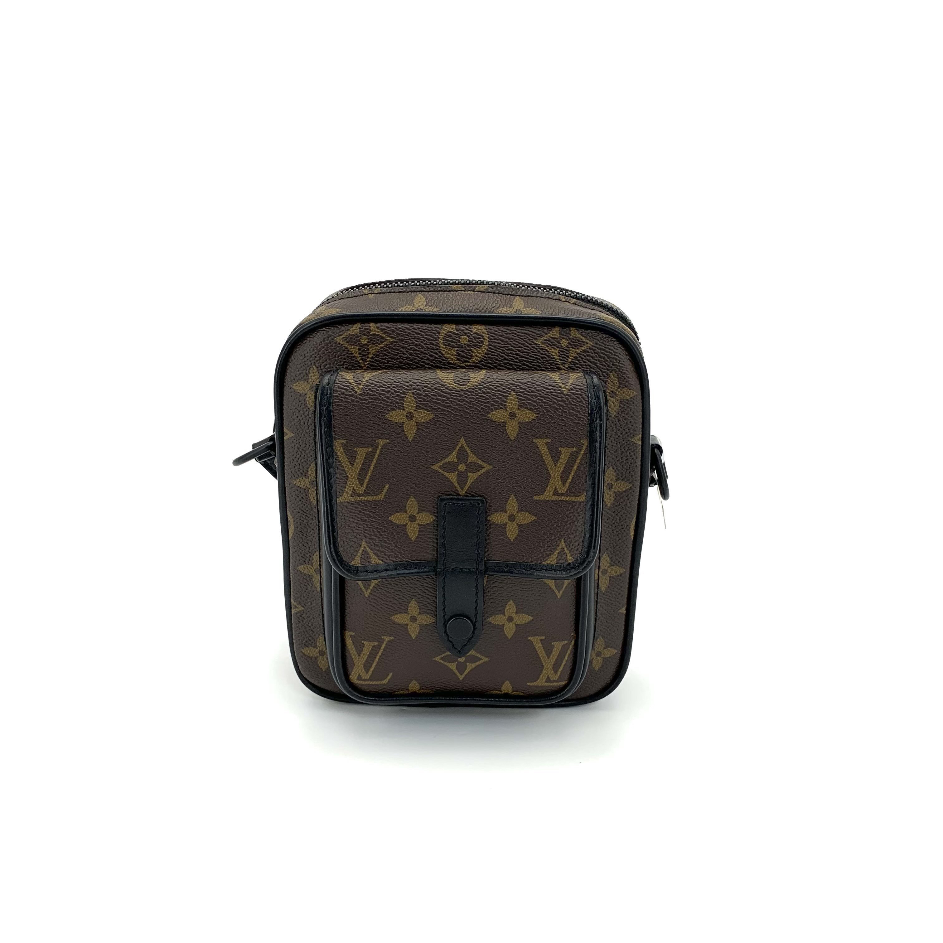 99新 LouisVuitton/路易威登 男士复古印花棕老花手机包  尺15/18