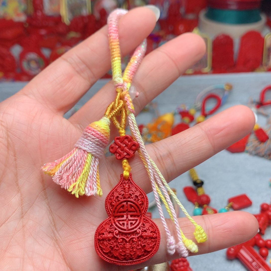 天然辰砂工艺品朱砂钥匙扣包包挂