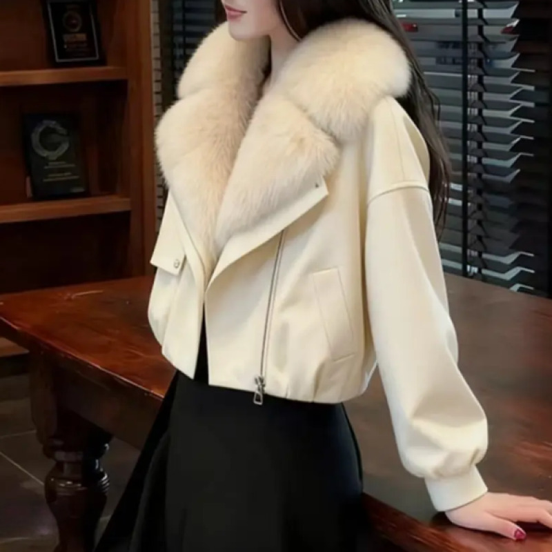 【奶油绵羊】今年流行爆款秋冬季韩系时尚独特毛领百搭棉服外套女潮