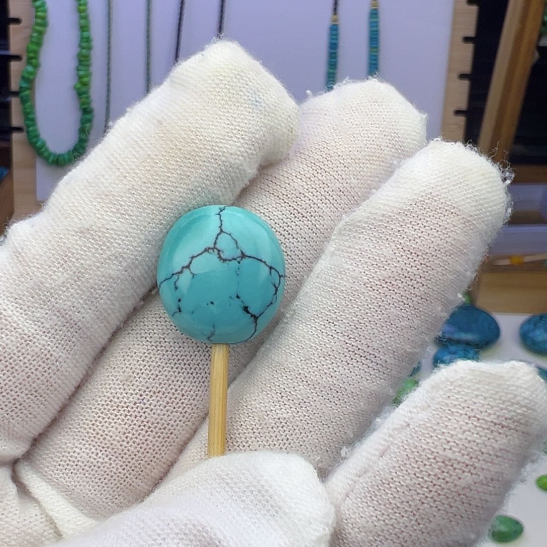 绿松石蓝料扁珠15.5mm兰