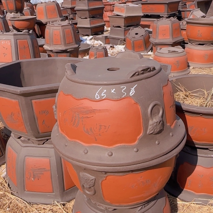 红陶紫砂花盆6336