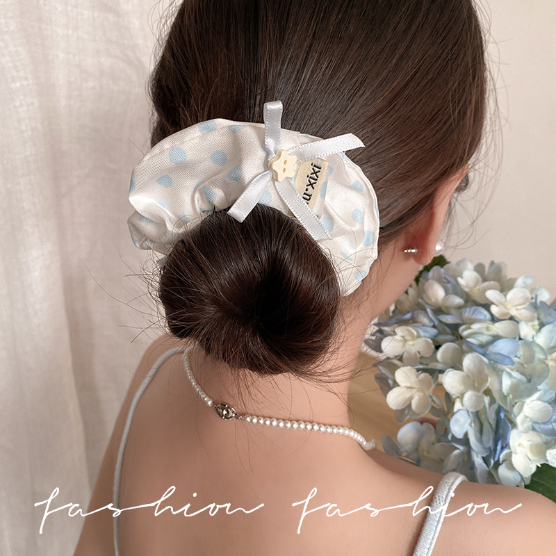 爱心波点蕾丝花边大肠发圈2025儿童高级感甜美头绳女童丸子头发饰