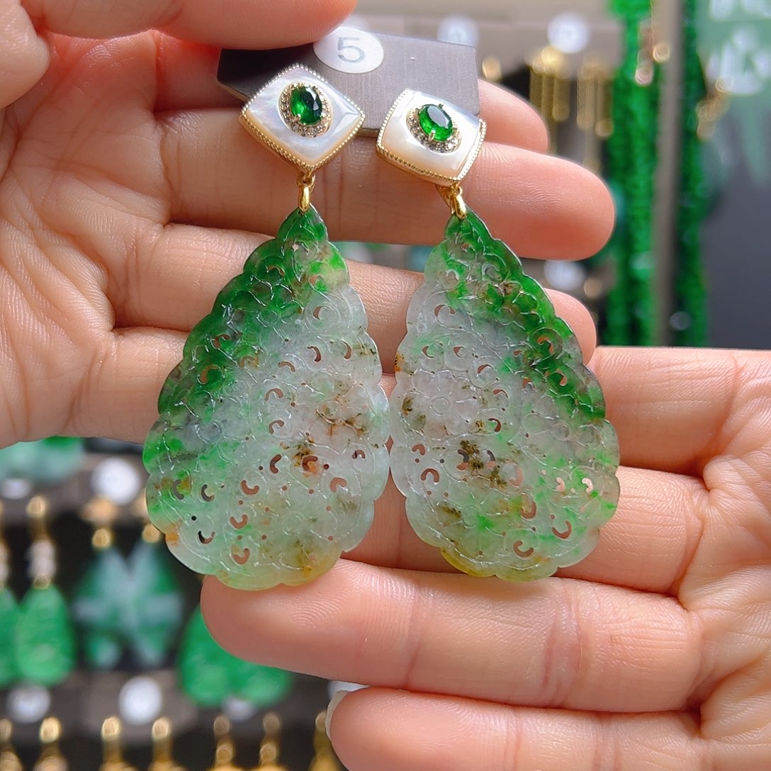 未镶嵌翡翠耳饰一****～