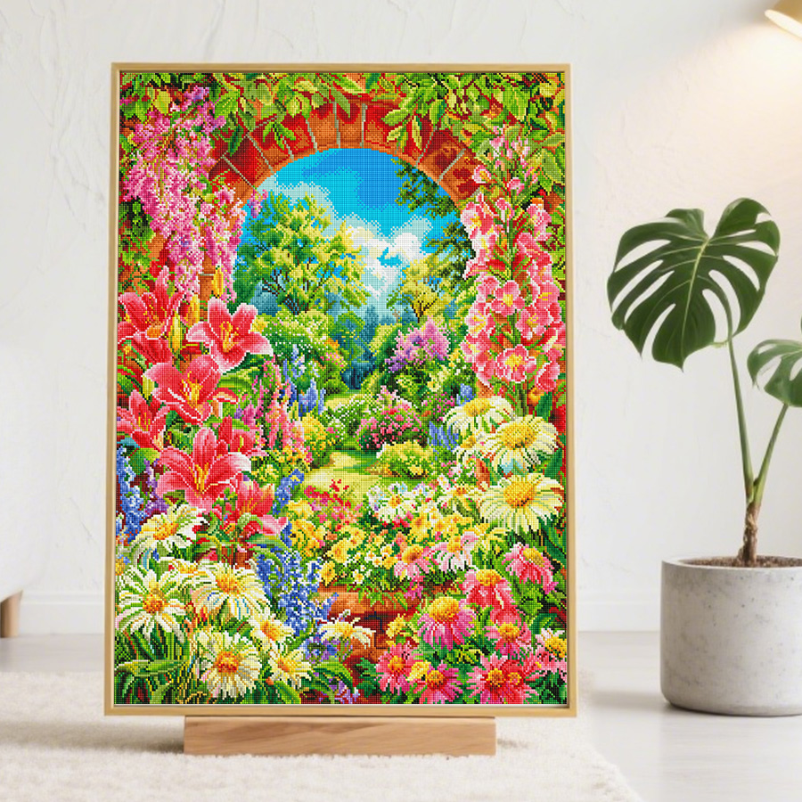 【新疆长绒棉双纱棉】HH-007彩虹花园十字绣 唯美花海风景 68种绣线