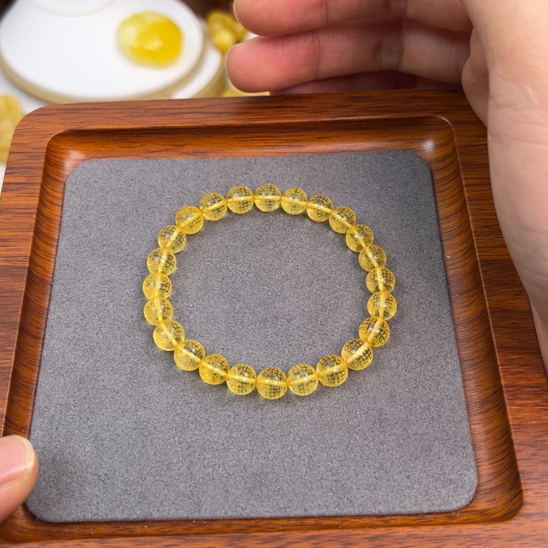 琥珀手链未镶嵌心经手串