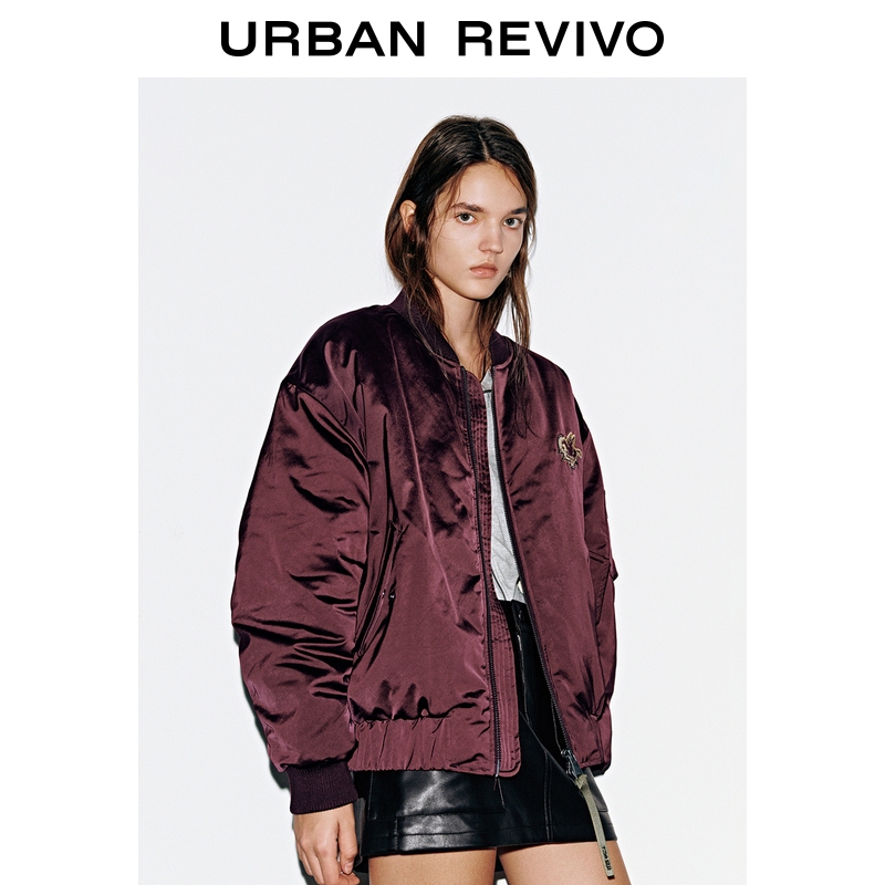 UR2025冬季新款女装潮流刺绣棒球领超宽松羽绒服UYV150057