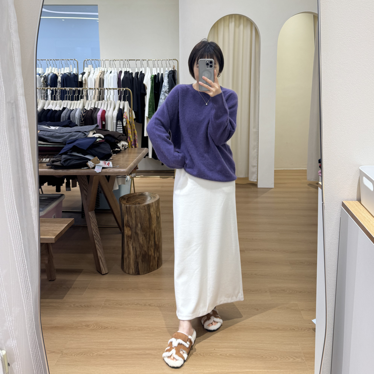 纯色简约圆领羊绒羊毛拉绒显瘦打底元宝衫