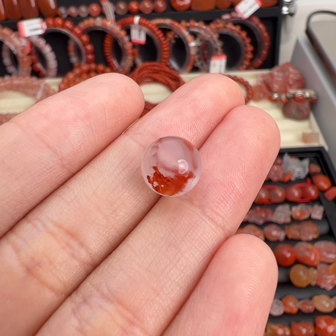 南红玛瑙未镶嵌颈饰冰飘单珠卡9+