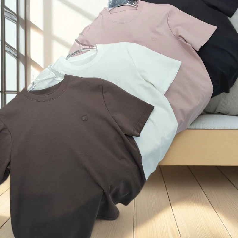 夏季新款66666丝光凉感圆领短袖T恤休闲时尚薄款舒适简约高品质