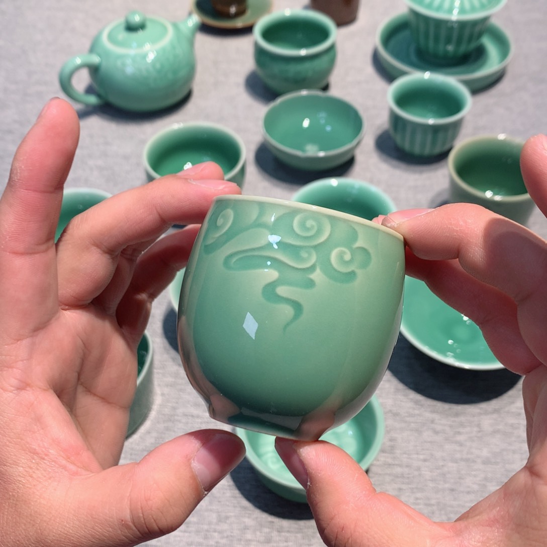 静**光龙泉青瓷茶具杯子