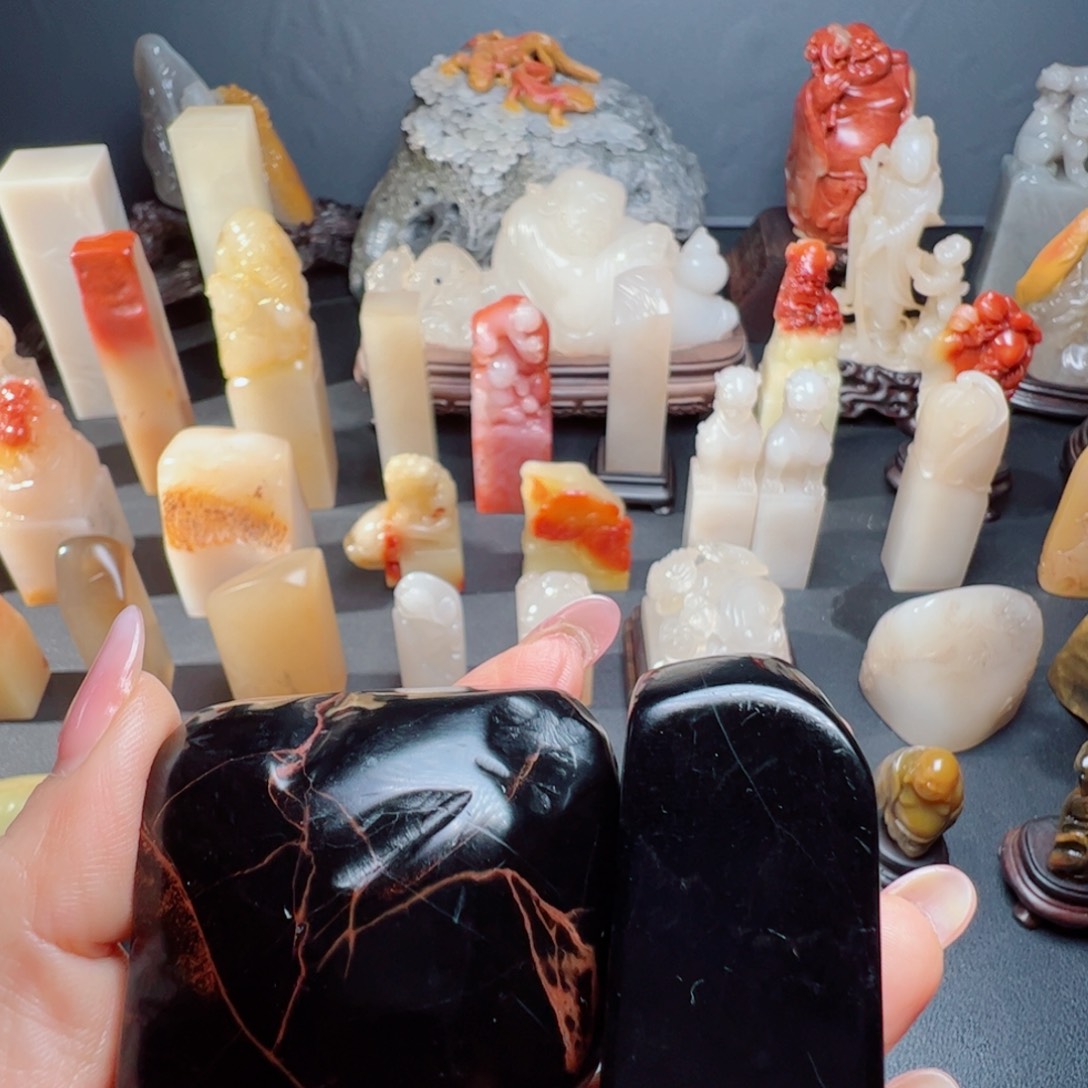 寿山石印石寒*寿山石豆联印章石