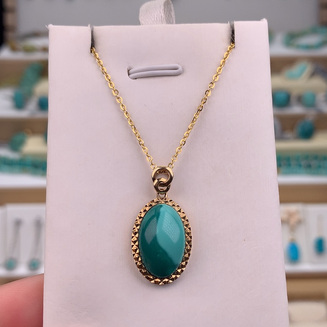 绿松石18K金镶嵌吊坠(赠链)