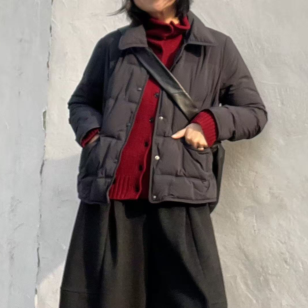 【竹外知时】压胶小翻领羽绒棉服