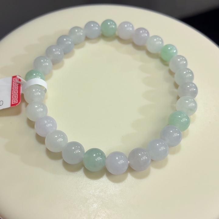 翡翠未镶嵌手链冰胶果绿浅紫特色卡7.3