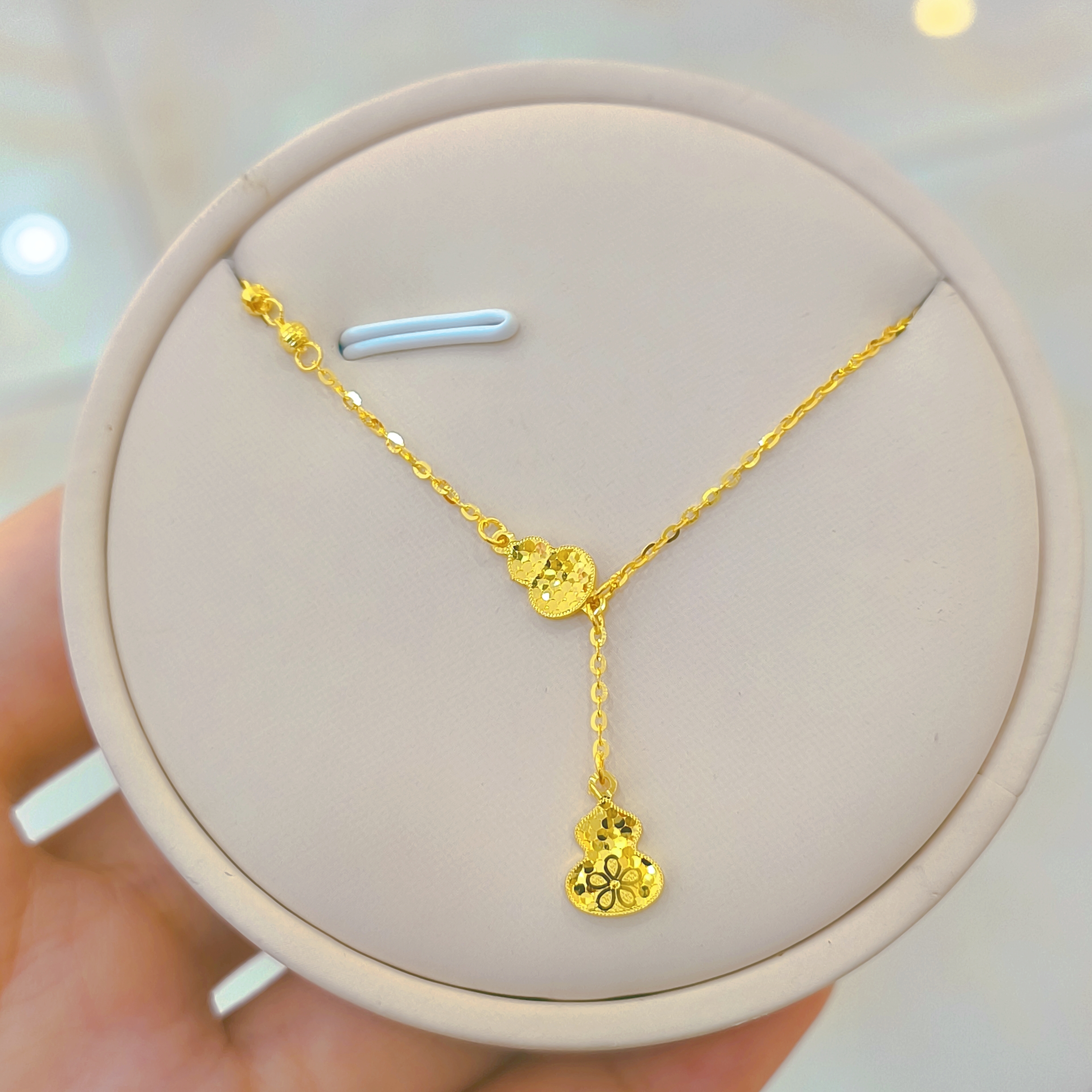 足金999葫芦流苏时尚项链3.06g